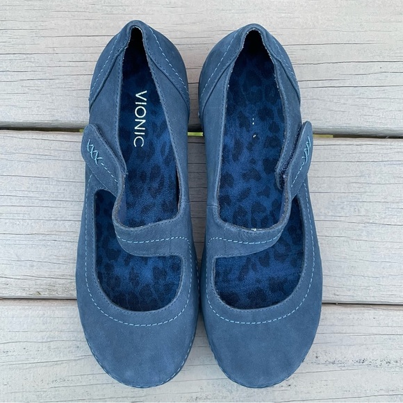 Vionic Cloud Harper navy blue suede Mary Jane slip on shoes size 9.5 Wide - Picture 7 of 15